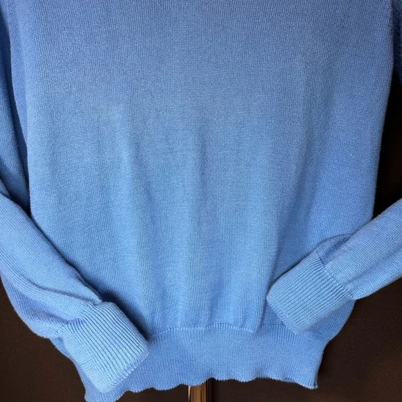 Vintage Brooks Brothers Sweater Men 42 XL Blue Sea Island Cotton V-Neck USA Made
